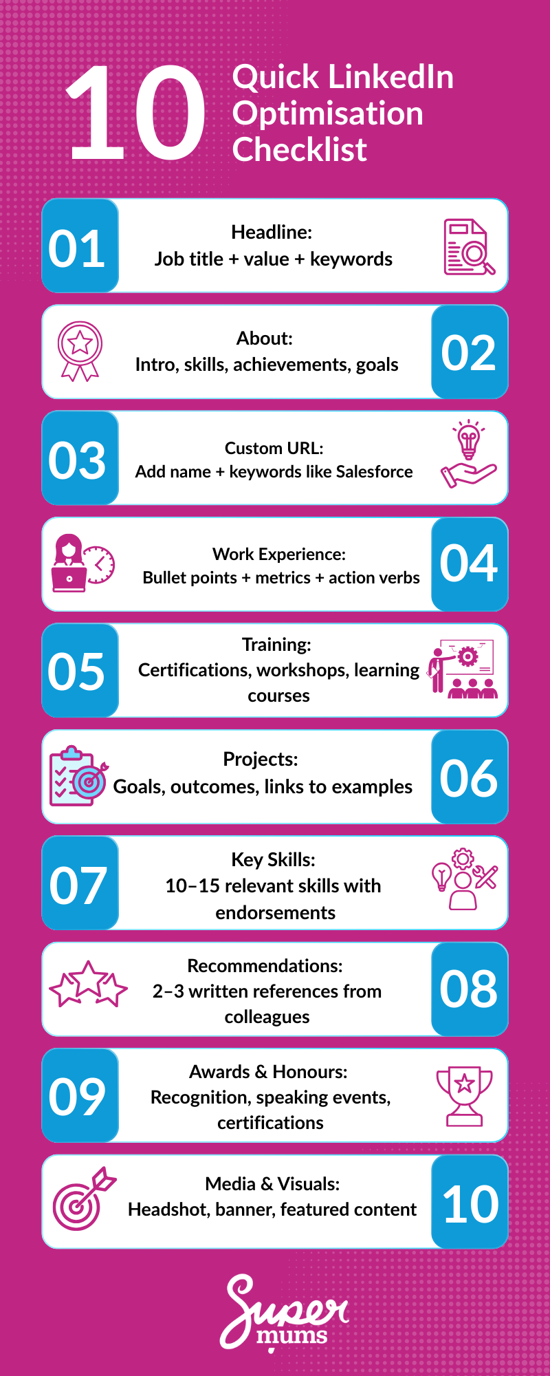 10 ways to optimise your LinkedIn Profile - Supermums