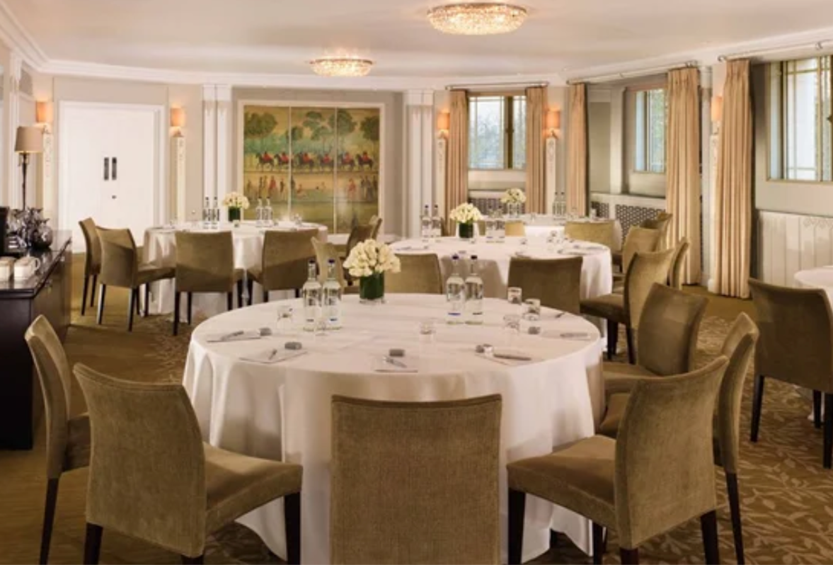 The Dorchester ballroom set for an intimate reception