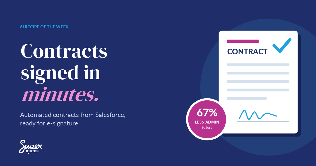 Contracts signed in minutes: automated contracts from Salesforce, ready for e-signature - Supermums AI Recipe of the Week